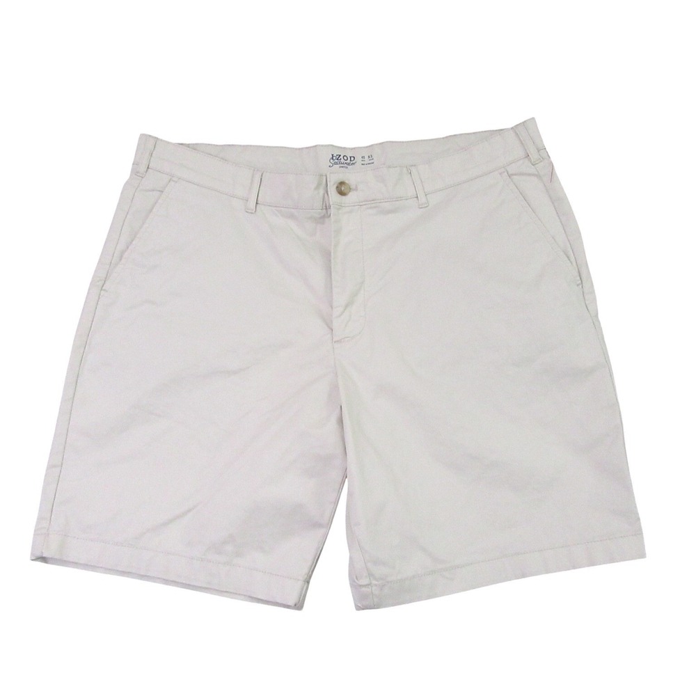 Izod Mens Chino Shorts 40 x 9.5 Beige Stretch Stretch Golf Performance